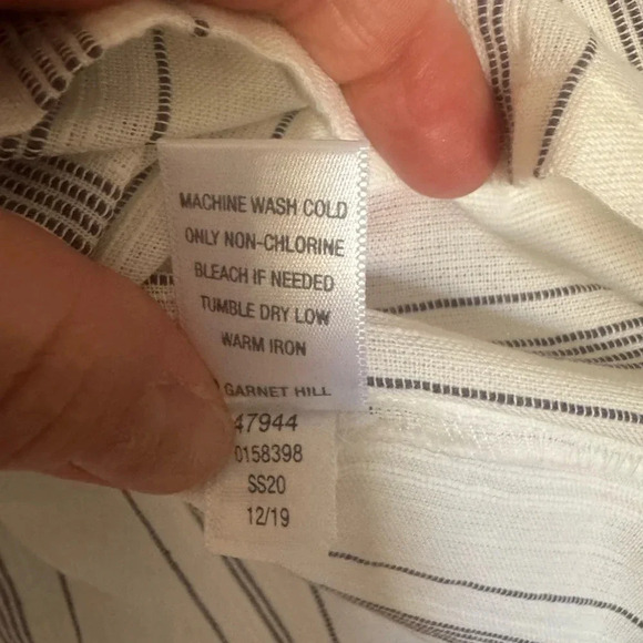 Garnet Hill Small White Striped Top Drop Shoulder Peasant Blouse Cottagecore - Picture 8 of 10